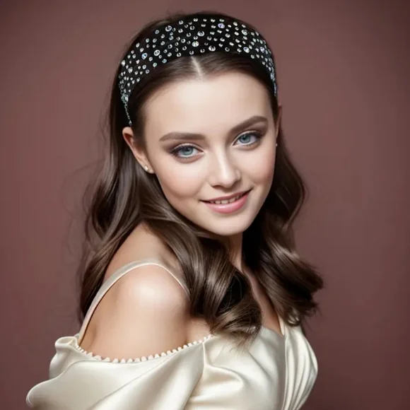 Rhinestone Wide Headband, Black Mesh, Crystal Rhinestones NEW - Picture 7 of 7